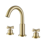3-Piece Faucet Set with Arched Spout and Cross Knobs
