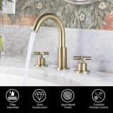 3-Piece Faucet Set with Arched Spout and Cross Knobs