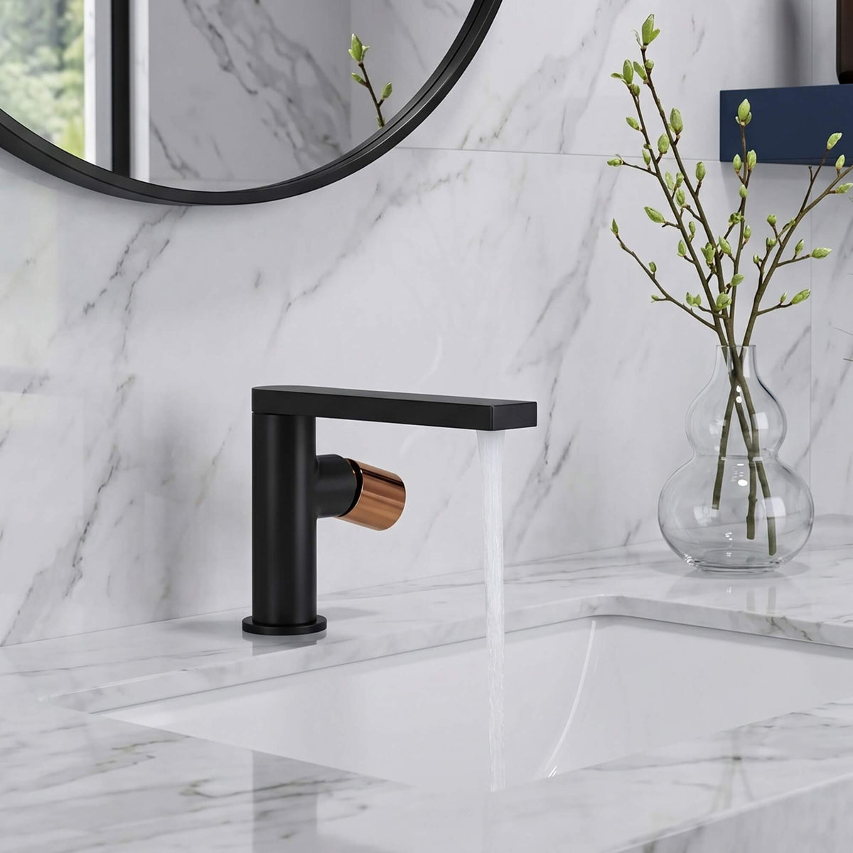 Extended Straight Spout Faucet with Minimalist Handle
