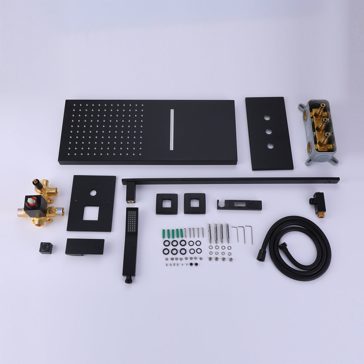 Wall-Mounted Shower System with Handheld Slide Bar Combo Set
