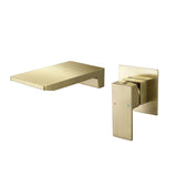 Brushed Gold Waterfall Wall Mount Bathroom Sink Faucet RB1091