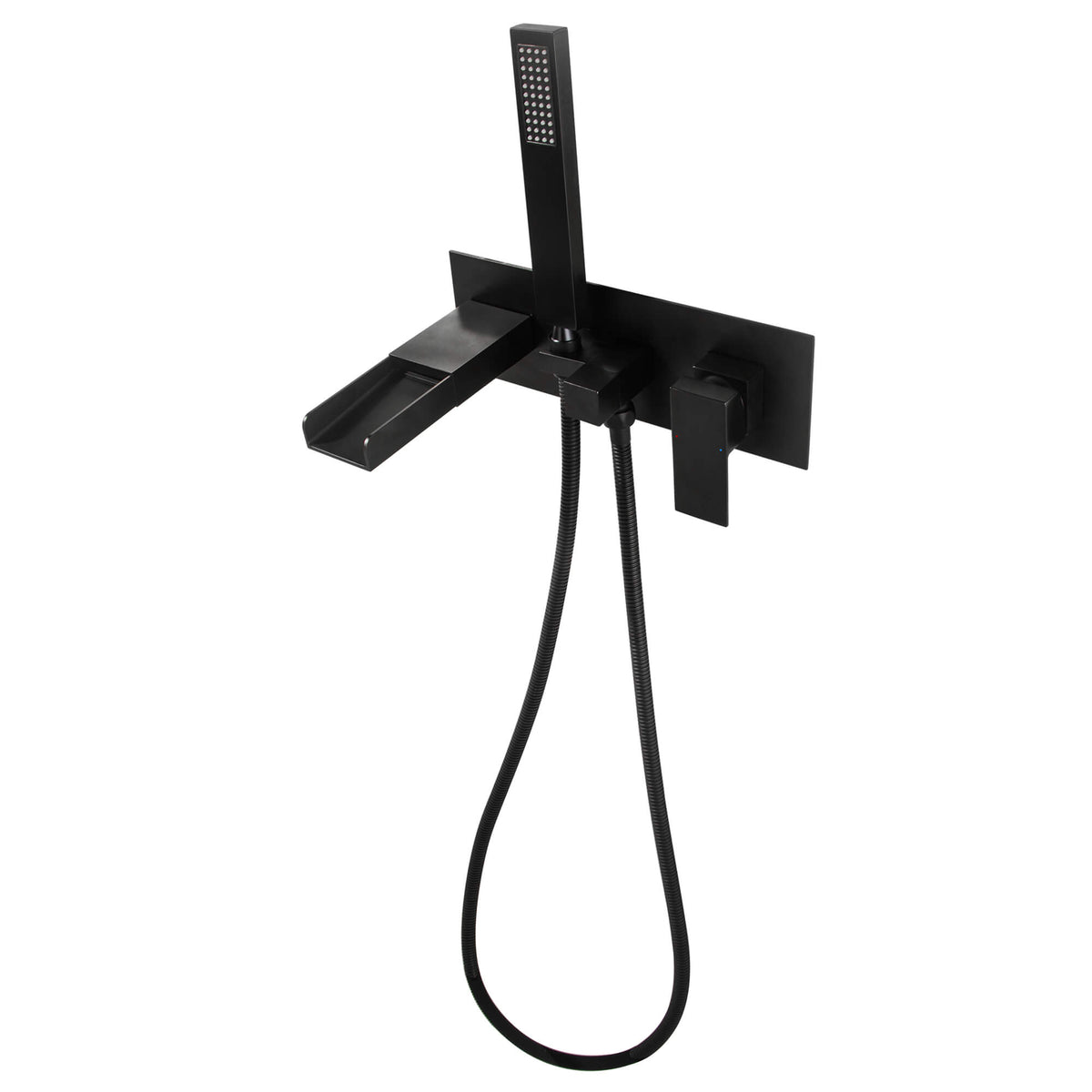 Wall-Mounted Waterfall Tub Faucet with Hand Shower