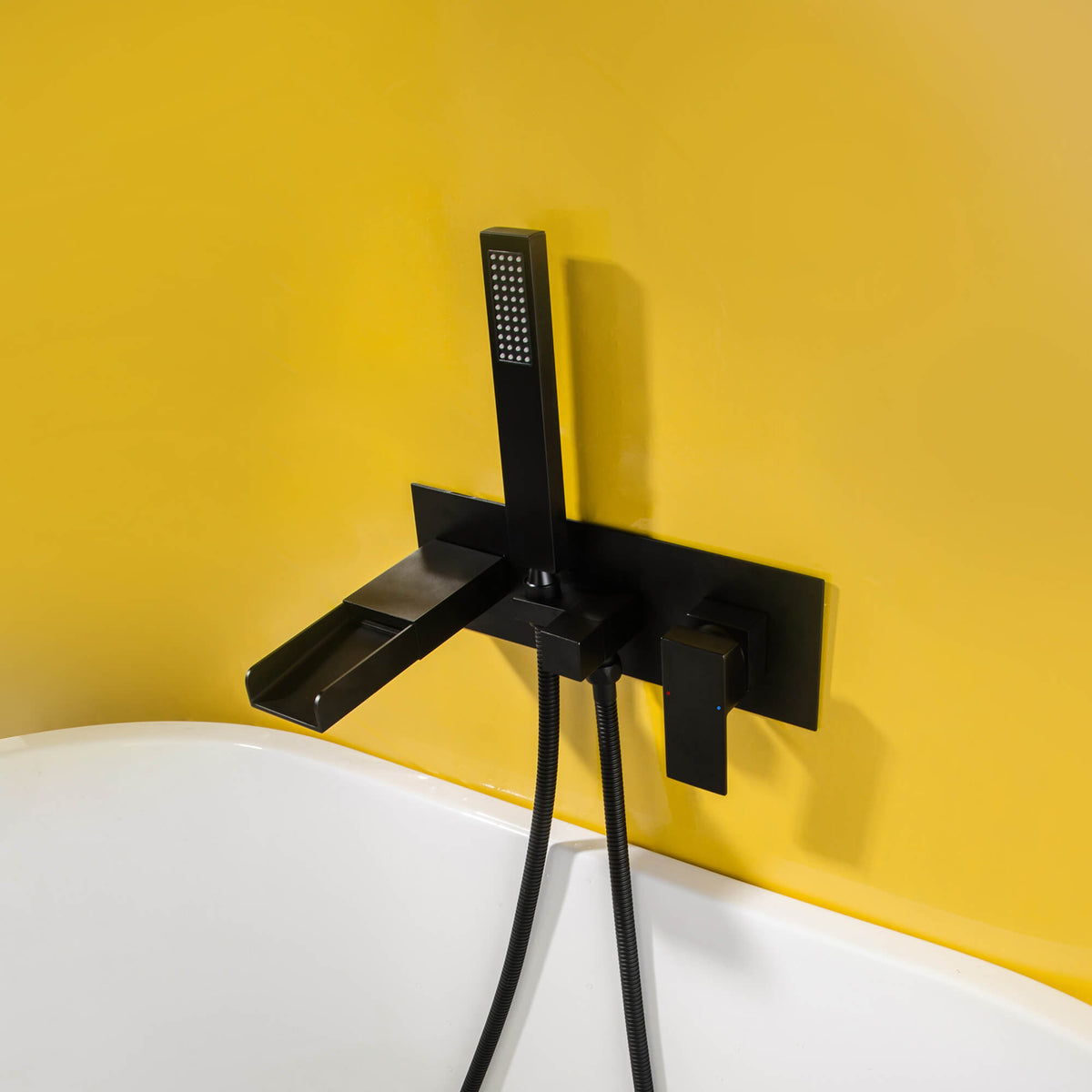 Wall-Mounted Waterfall Tub Faucet with Hand Shower