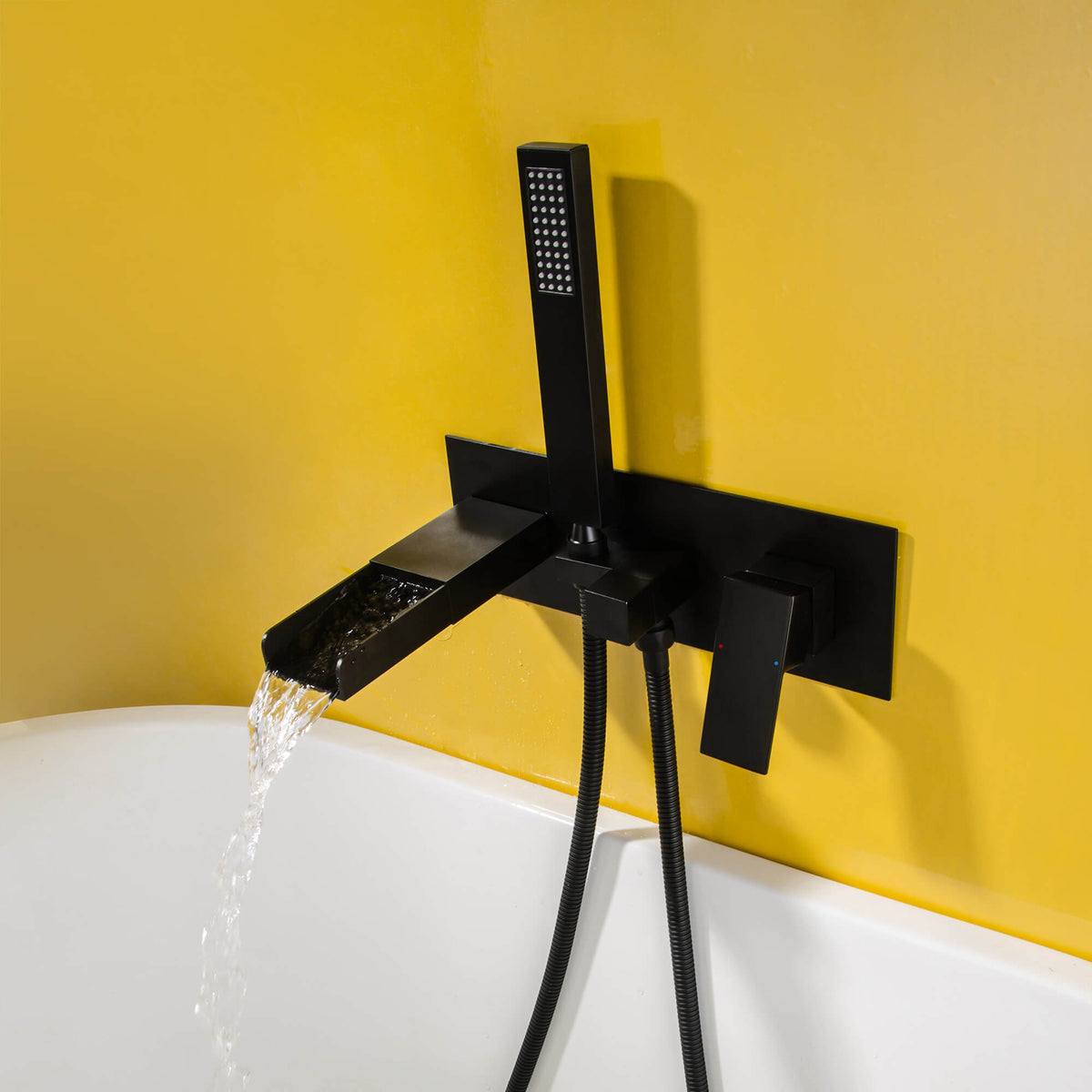 Wall-Mounted Waterfall Tub Faucet with Hand Shower
