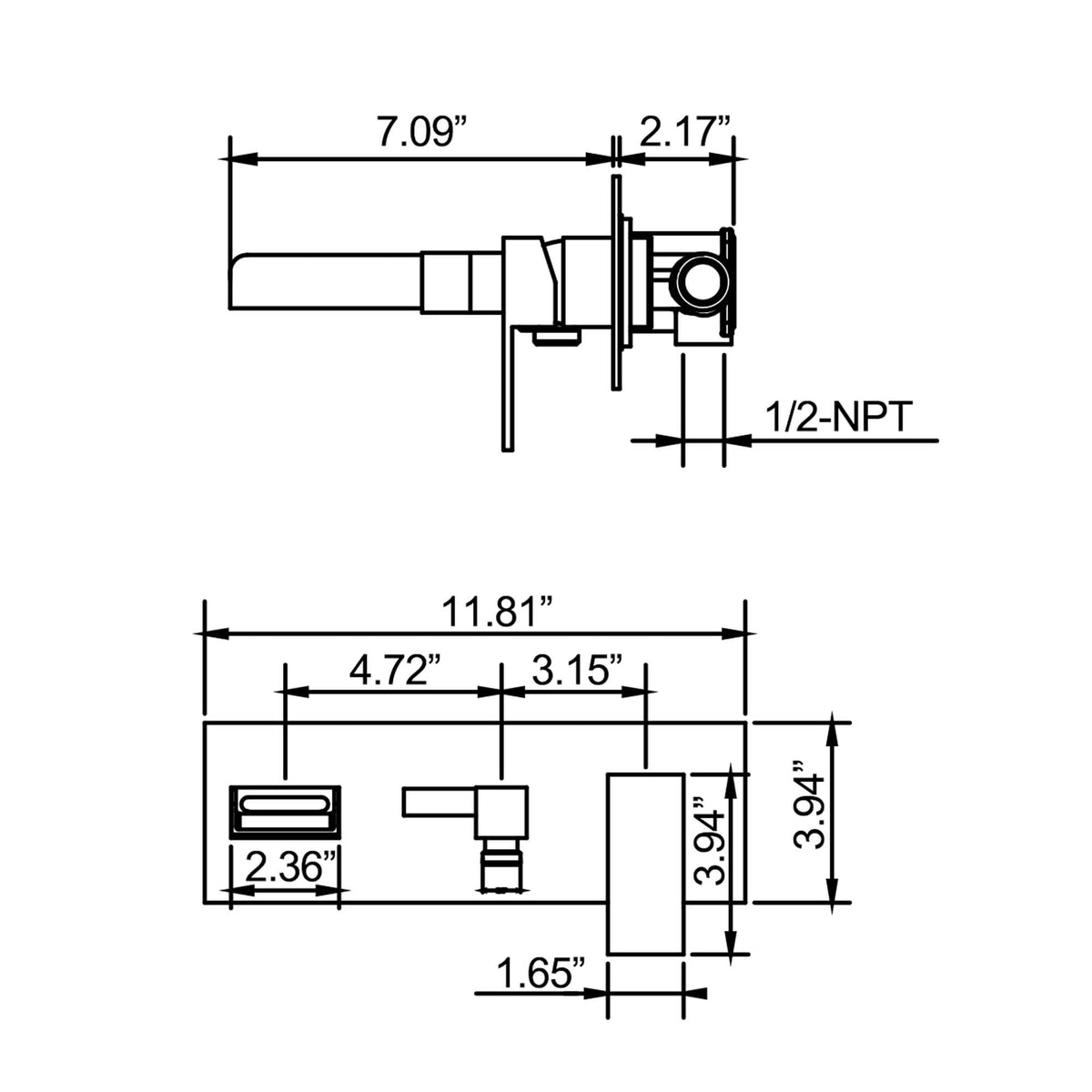 Wall-Mounted Waterfall Tub Faucet with Hand Shower