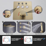 Rainfall Thermostatic Shower System with 3 PCS Body Jets Brushed Gold RB1111