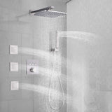 Thermostatic Shower System with Body Jets Square Rainfall Shower Head RB1112