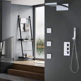 Thermostatic Rain Shower System with 3 Body Jets & Handheld