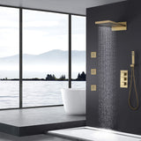 Brushed Nickel Thermostatic Shower System with 3 Body Jets Spray