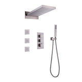 Wall Mount 3 Handle Thermostatic Shower System with 3 Body Jets RB1118