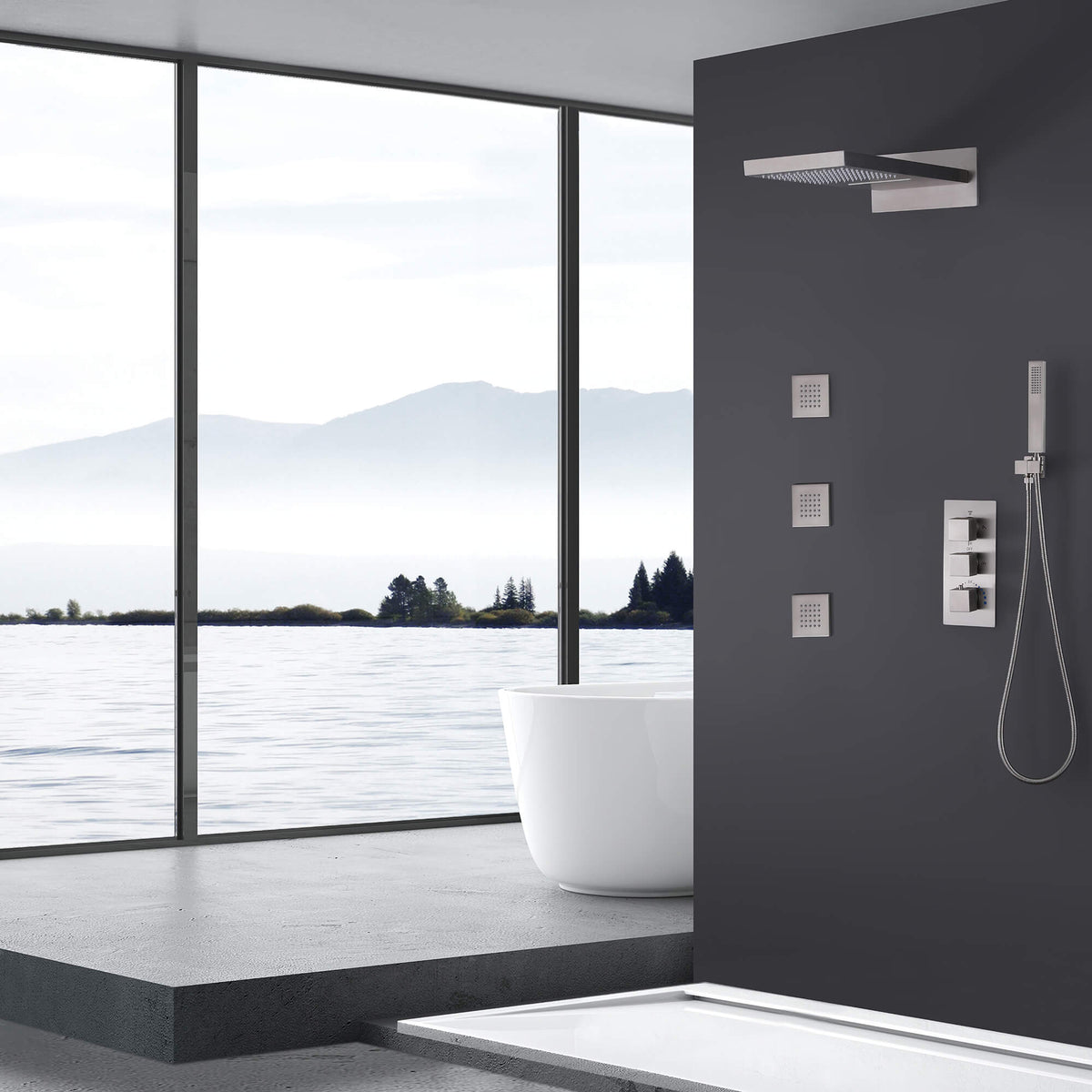 3-Handle Thermostatic Shower System with Body Jets
