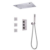 LED Thermostatic Shower System Ceiling Mount with Rainfall Shower Head and 3 Body Jets