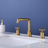 Widespread Bathroom Sink Faucet Retro Industrial Brass Dual Handle 3 Holes Lavatory Mixer Tap