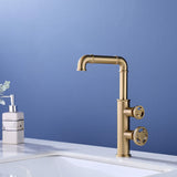 Double Valve Bathroom Faucet with Industrial Spout for Vessel Sink
