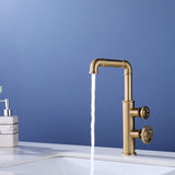 Double Valve Bathroom Faucet with Industrial Spout for Vessel Sink