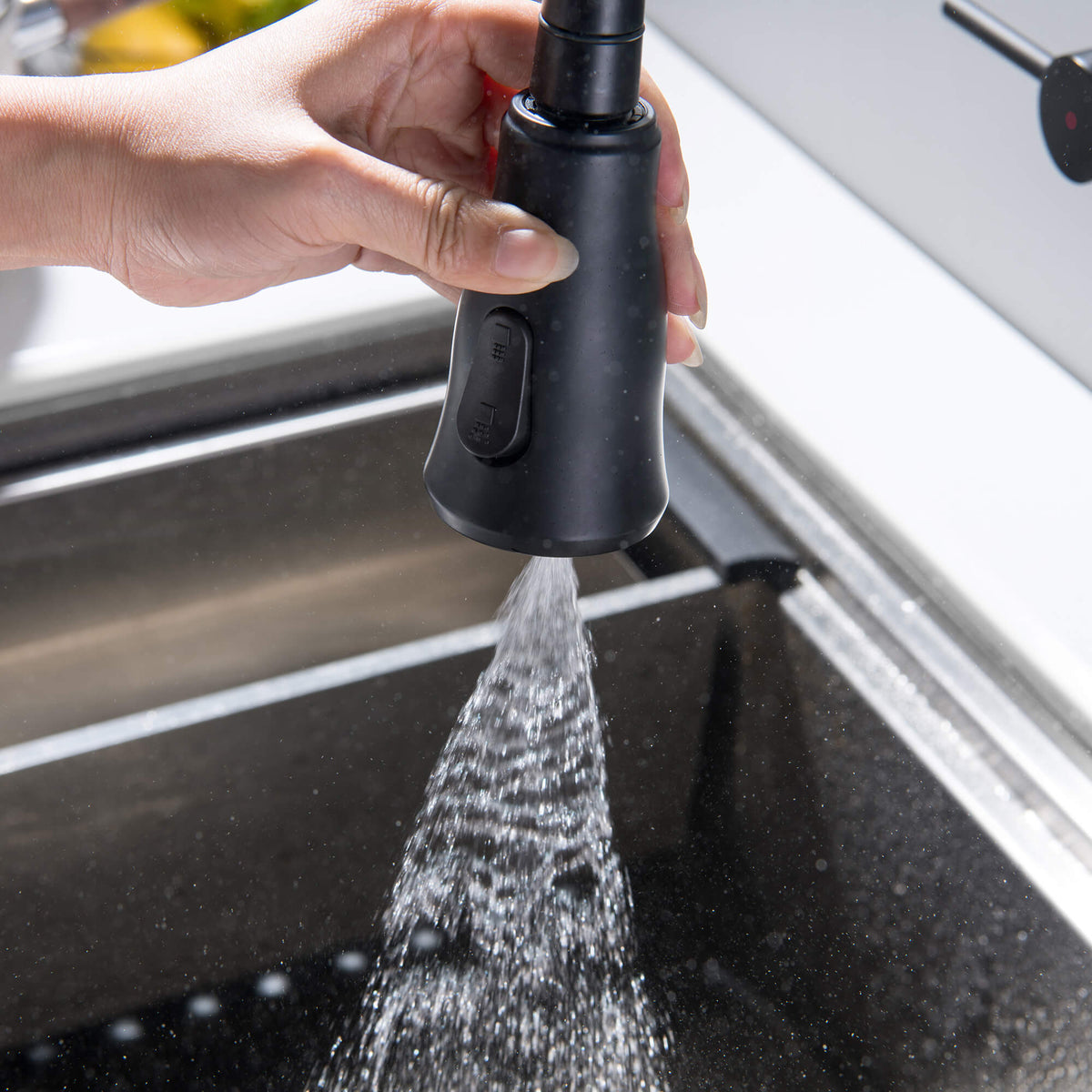 Wall-Mounted Kitchen Faucet with Pull-Down Sprayer 3 Modes 360° Swivel