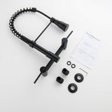 Wall-Mounted Kitchen Faucet with Pull Down Sprayer 3 Modes 360 Swivel Tap