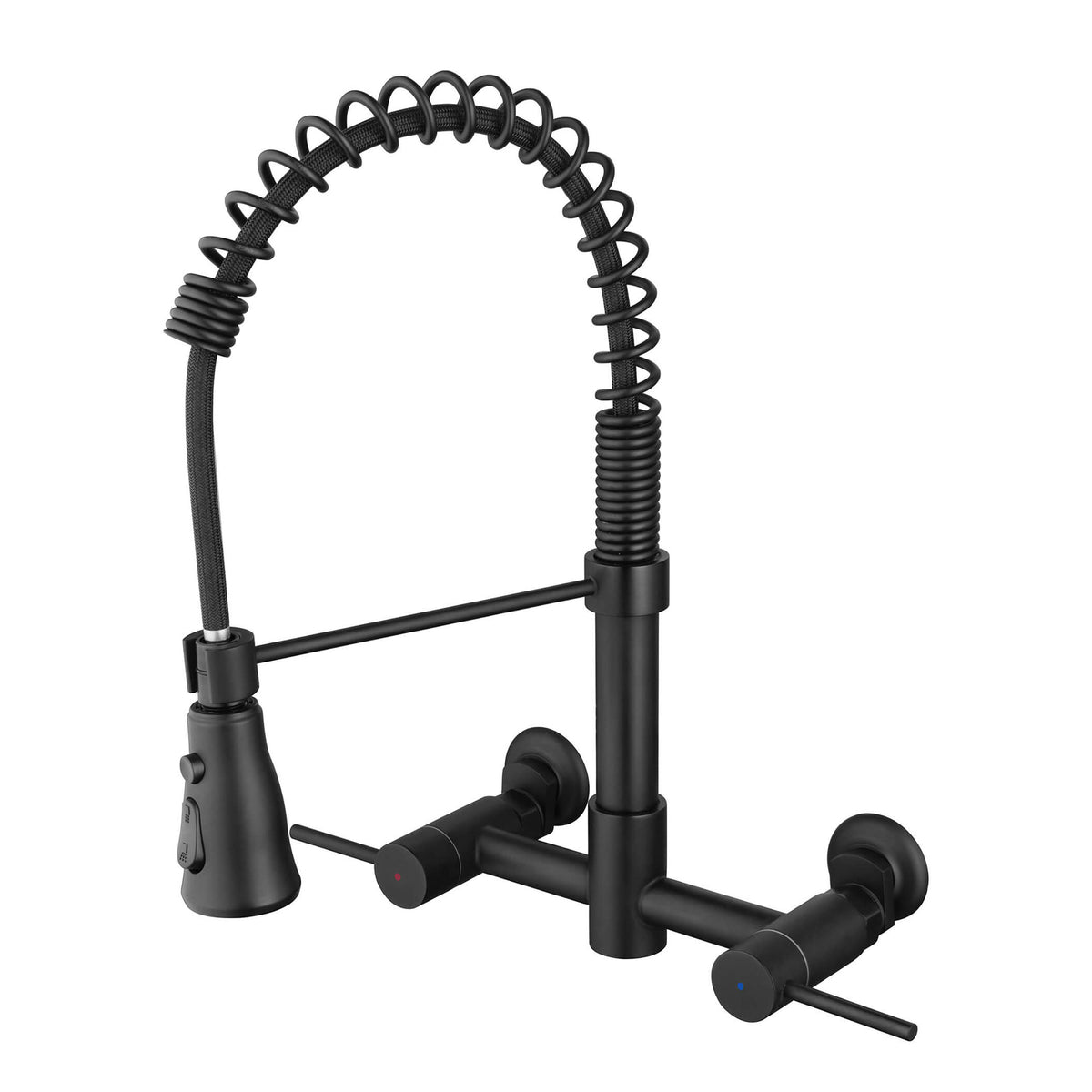 Wall-Mounted Kitchen Faucet with Pull-Down Sprayer 3 Modes 360° Swivel