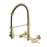 Wall-Mounted Kitchen Faucet with Pull Down Sprayer 3 Modes 360 Swivel Tap