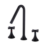 Matte Black Widespread Bathroom Sink Faucet 2 Cross Handle Lavatory Vanity Faucet RB1172