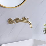 Wall-Mounted Cross Handle Faucet with Long Reach Spout