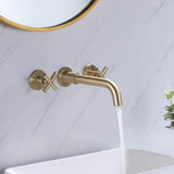 Wall-Mounted Cross Handle Faucet with Long Reach Spout