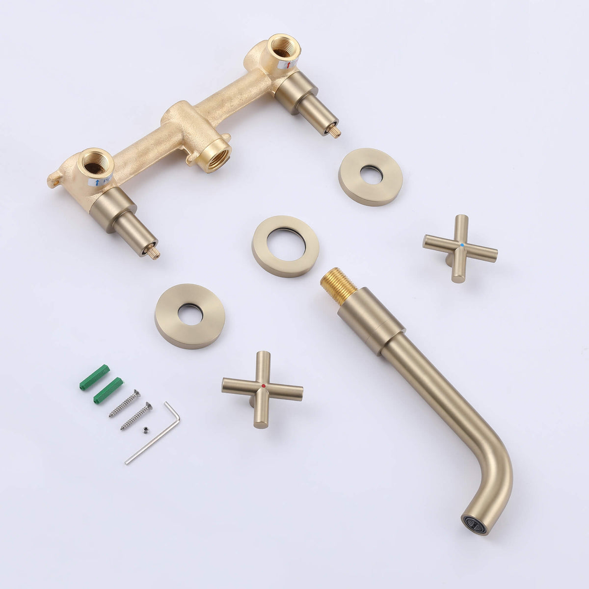 Wall-Mounted Cross Handle Faucet with Long Reach Spout