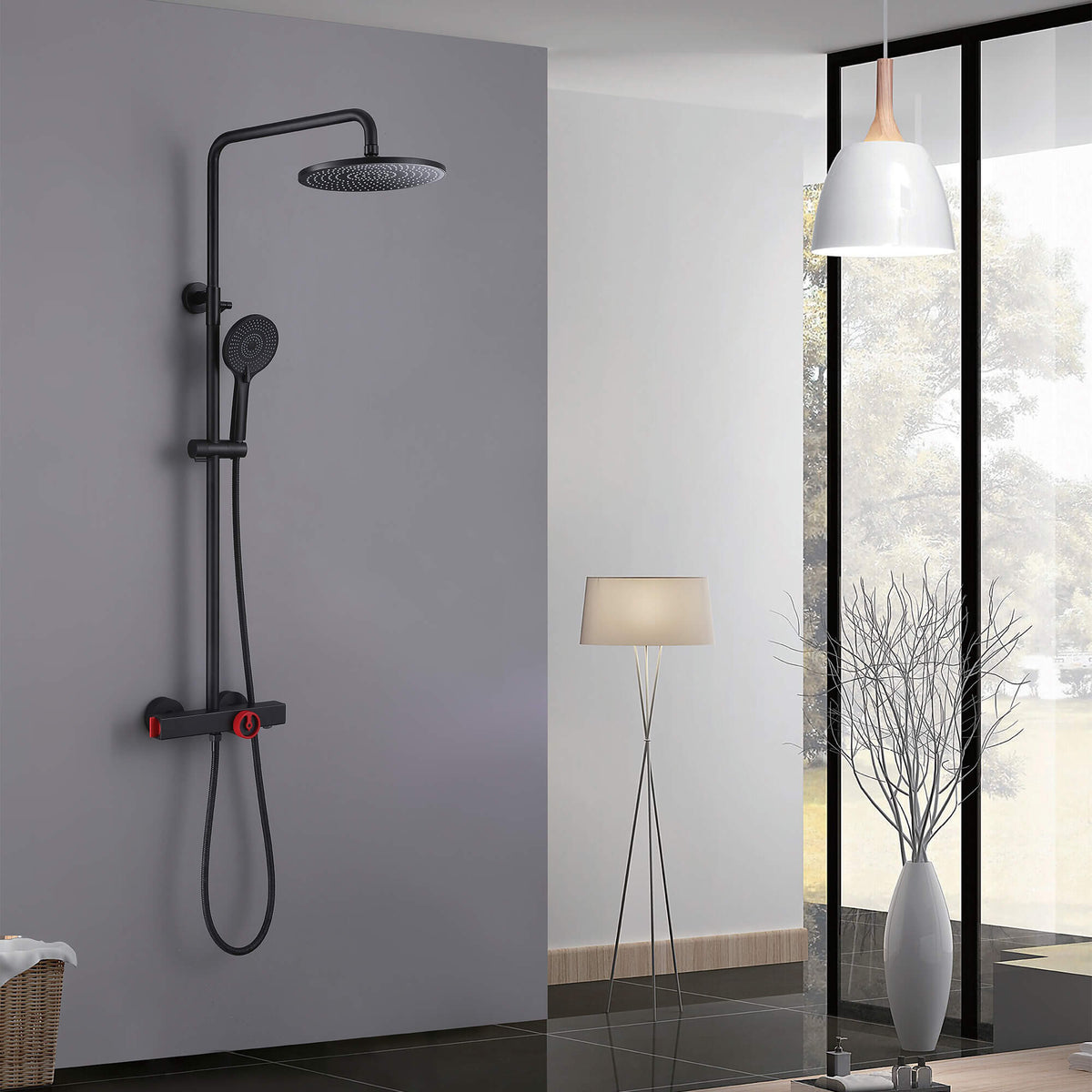 Thermostatic Shower System with Tub Spout & Handheld Combo