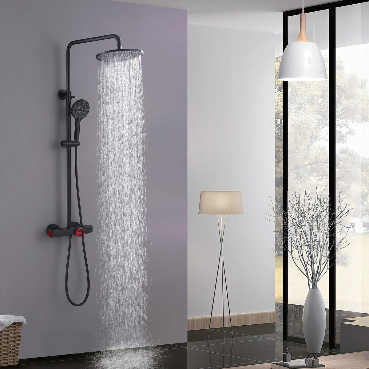 Thermostatic Shower System with Tub Spout & Handheld Combo