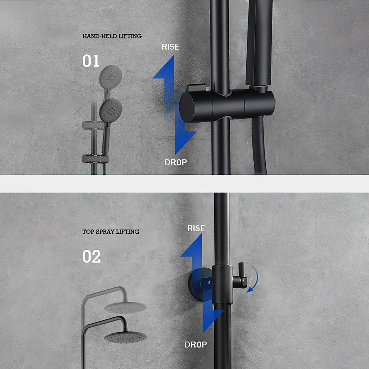 Thermostatic Shower System with Tub Spout & Handheld Combo