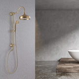 2-Spray Round Rain Shower Head with Hand Shower Brushed Gold (Valve Not Included)