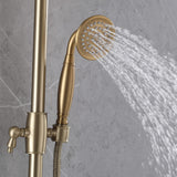 2-Spray Round Rain Shower Head with Hand Shower Brushed Gold (Valve Not Included)