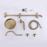 2-Spray Round Rain Shower Head with Hand Shower Brushed Gold (Valve Not Included)