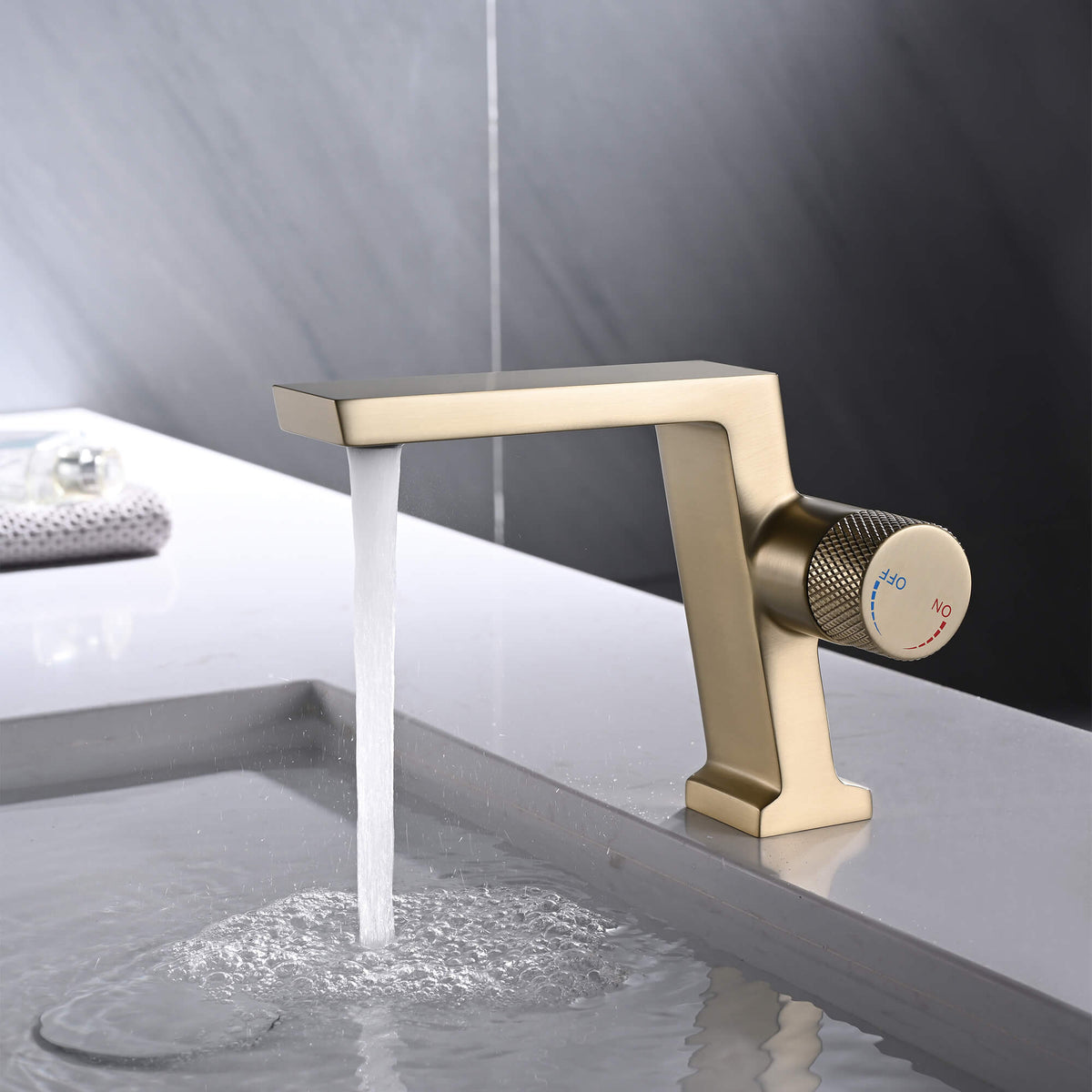 Premium Solid Brass Bathroom Sink Faucet with Hot and Cold Control