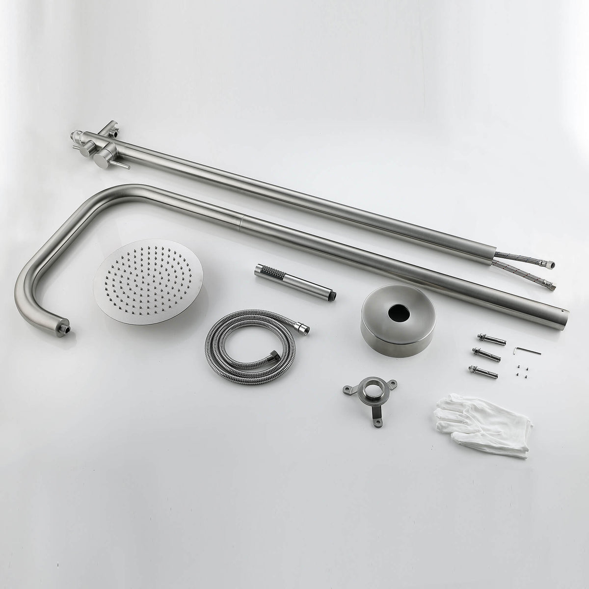 Stainless Steel Freestanding Outdoor Shower Column with Detachable Shower Head