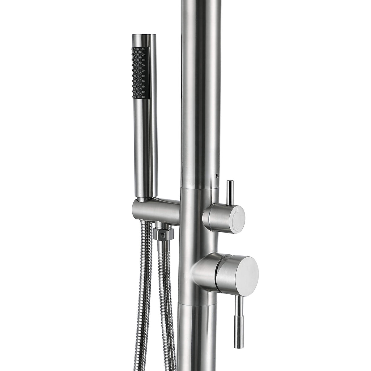 Stainless Steel Freestanding Outdoor Shower Column with Detachable Shower Head
