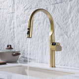 Digital Display Kitchen Faucet Single Handle Sink Faucet with 3 Function Pull Down Sprayer RB1260