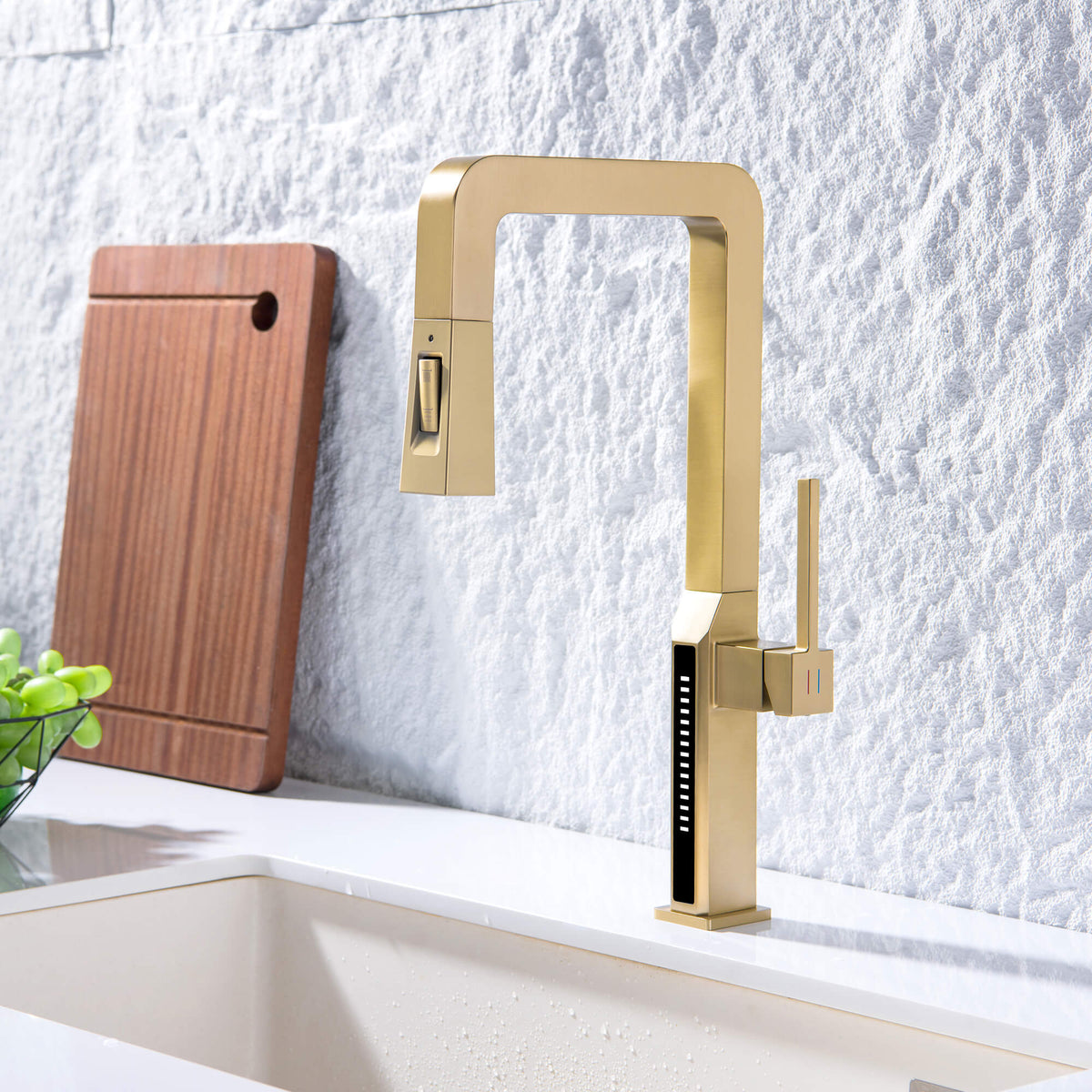 Temperature Display Kitchen Faucet with 2-Spray Pull-Down Head