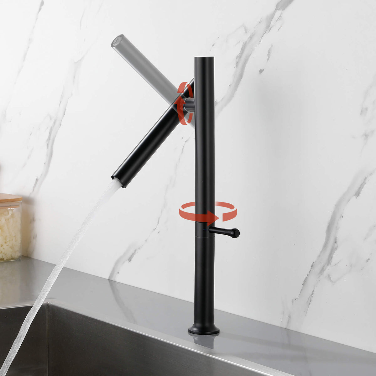 Modern Single Handle Stainless Steel Kitchen Faucet with 360° Swivel Spout