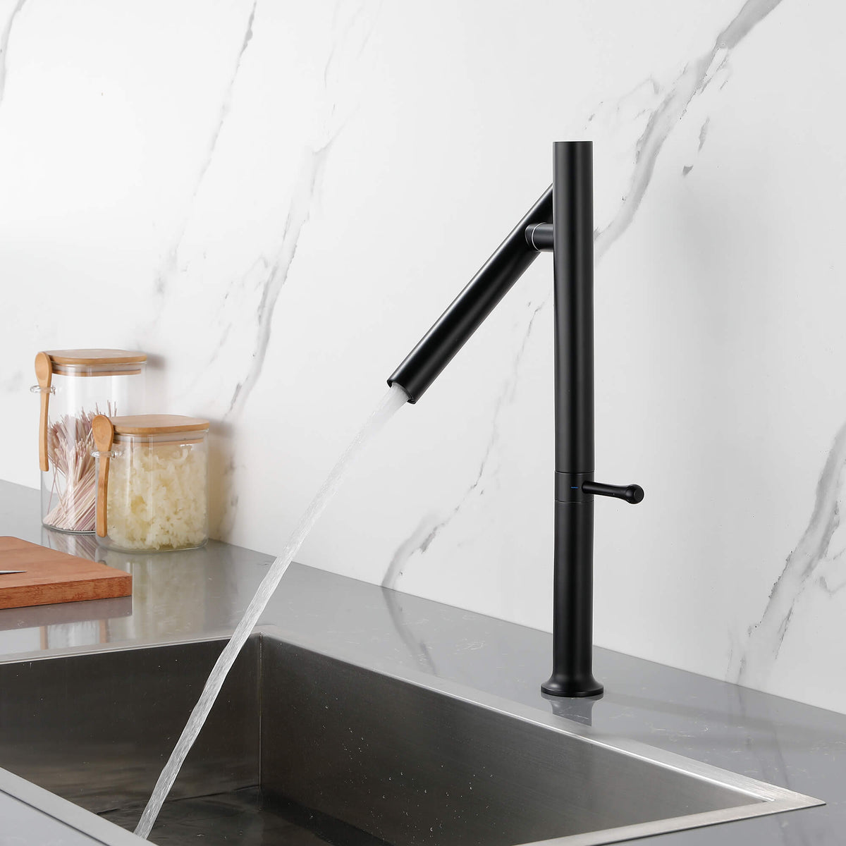 Modern Single Handle Stainless Steel Kitchen Faucet with 360° Swivel Spout