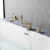 Single-Handle Deck-Mounted Roman Tub Faucet with Hand Shower