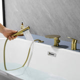 Single-Handle Deck-Mounted Roman Tub Faucet with Hand Shower