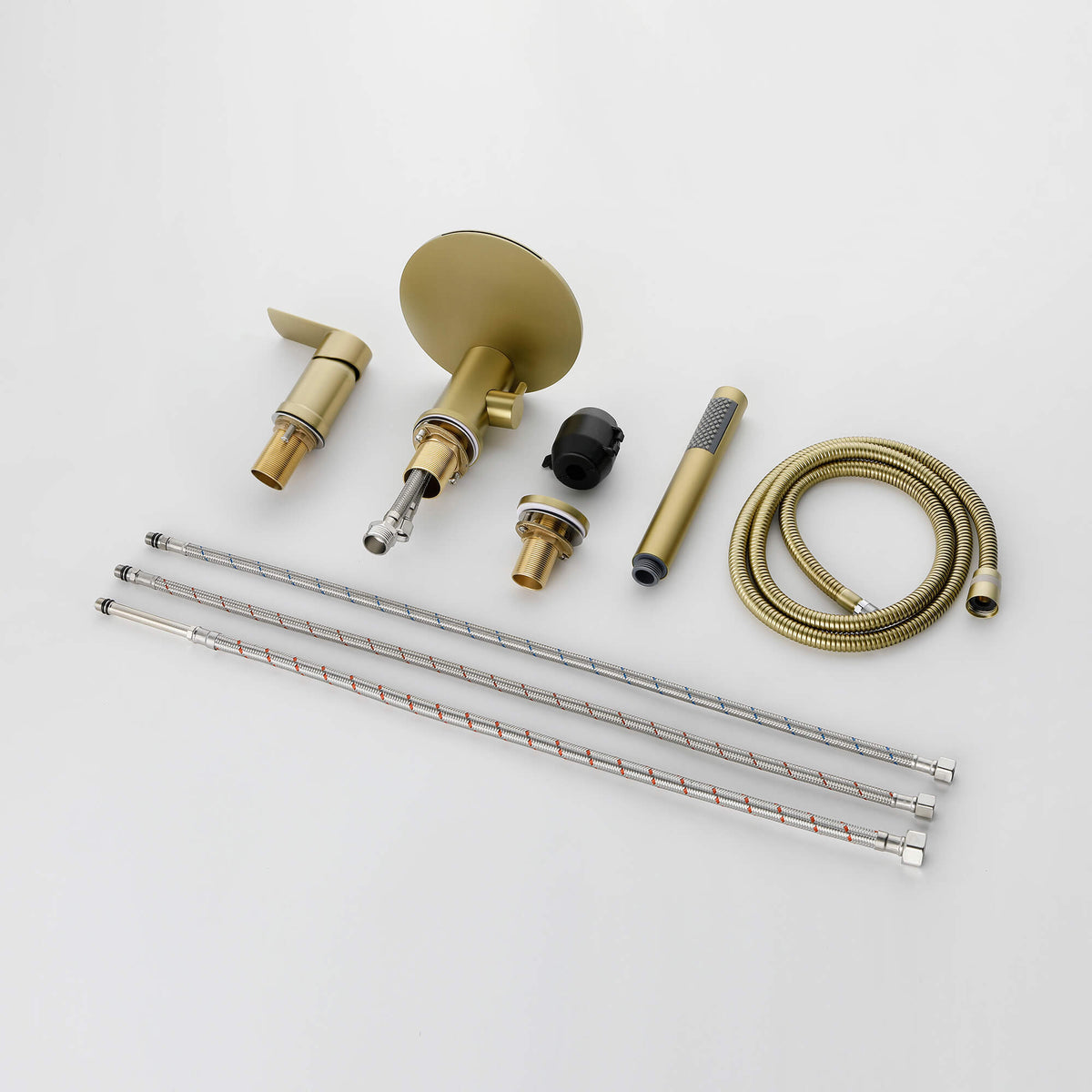 Single-Handle Deck-Mounted Roman Tub Faucet with Hand Shower