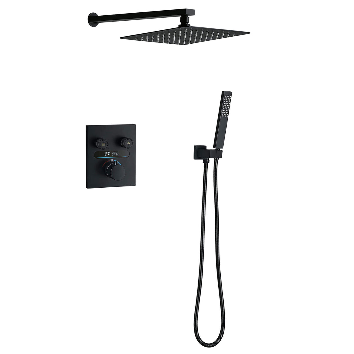 Digital Thermostatic Shower System with 10-Inch Rainfall Head & LED Display