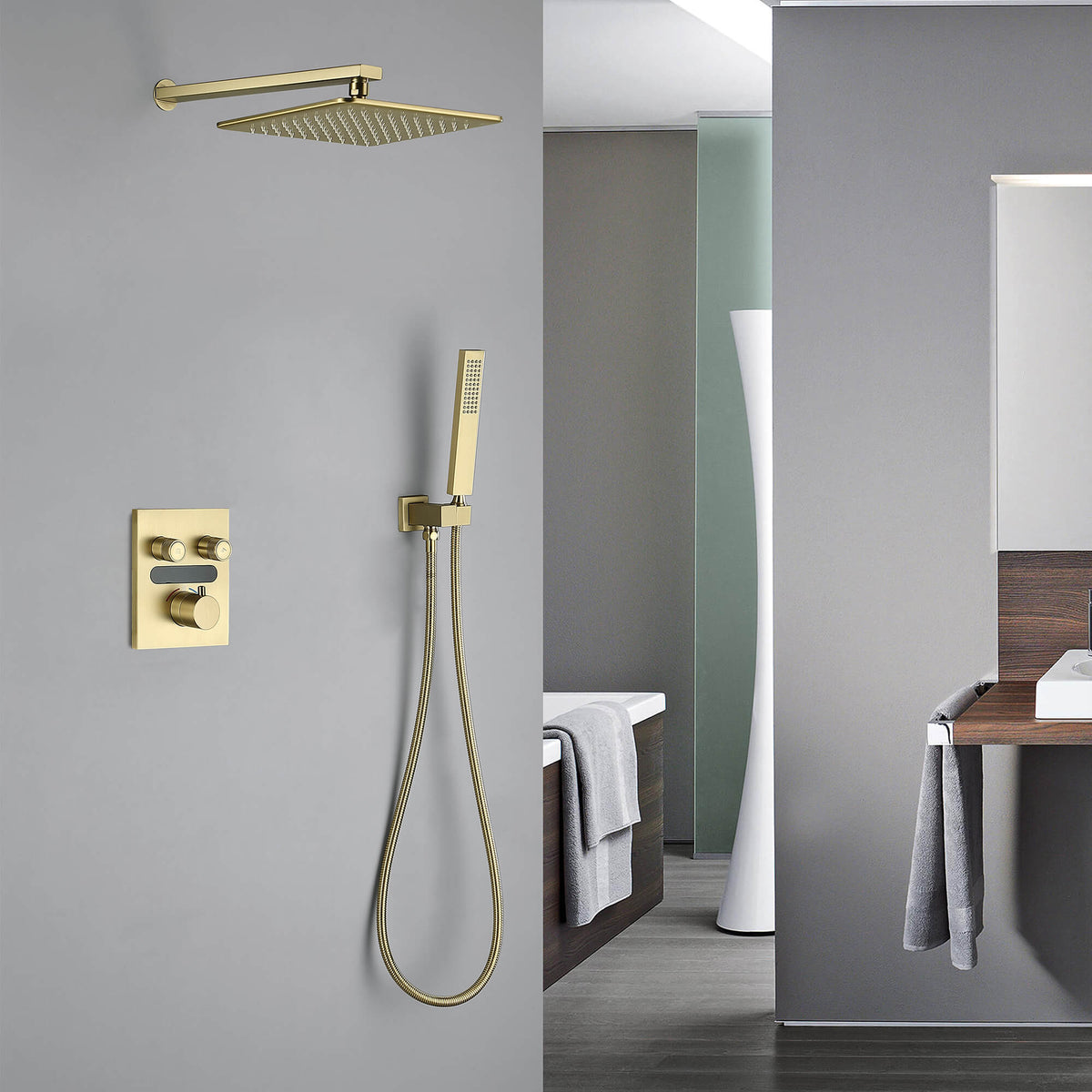 Digital Thermostatic Shower System with 10-Inch Rainfall Head & LED Display