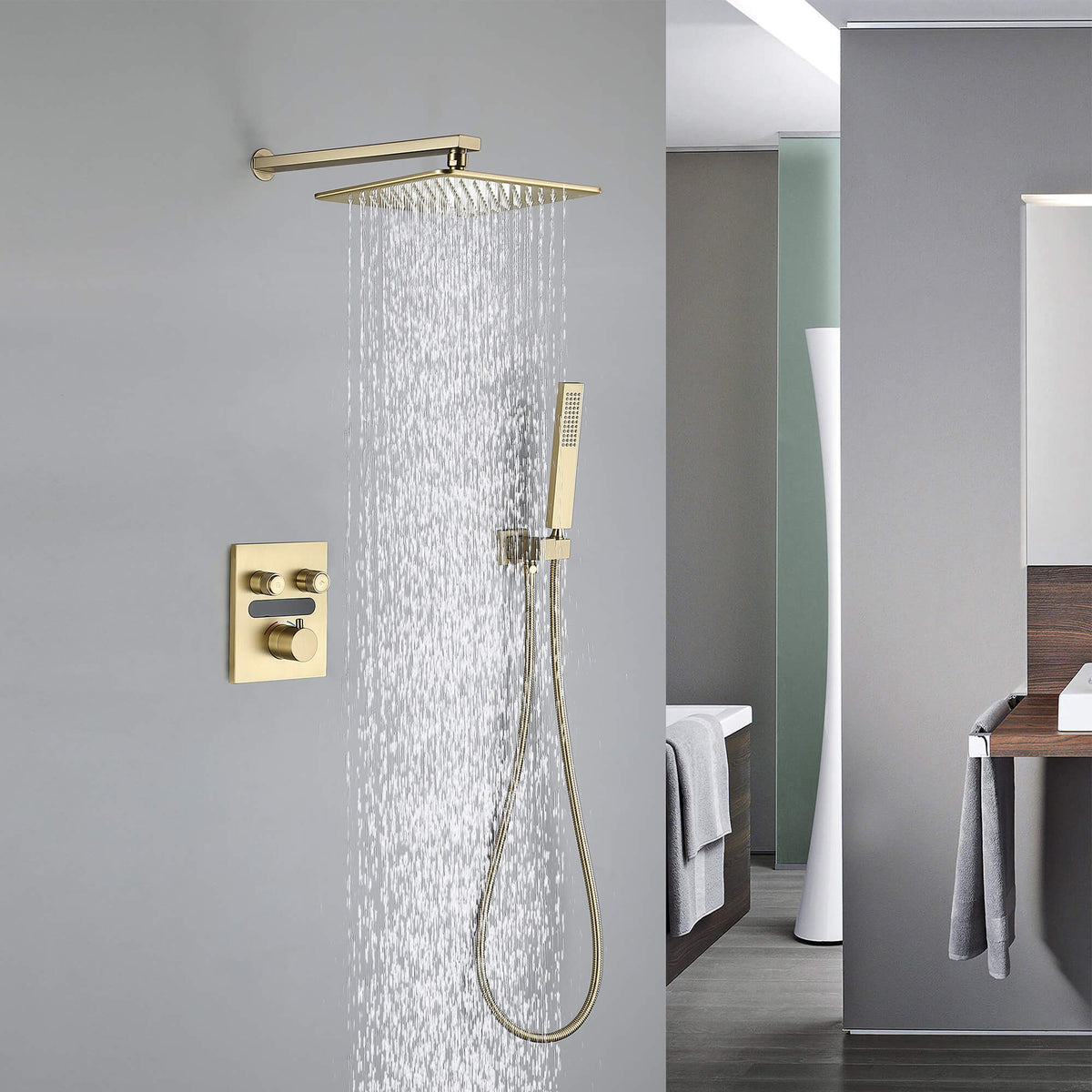Digital Thermostatic Shower System with 10-Inch Rainfall Head & LED Display