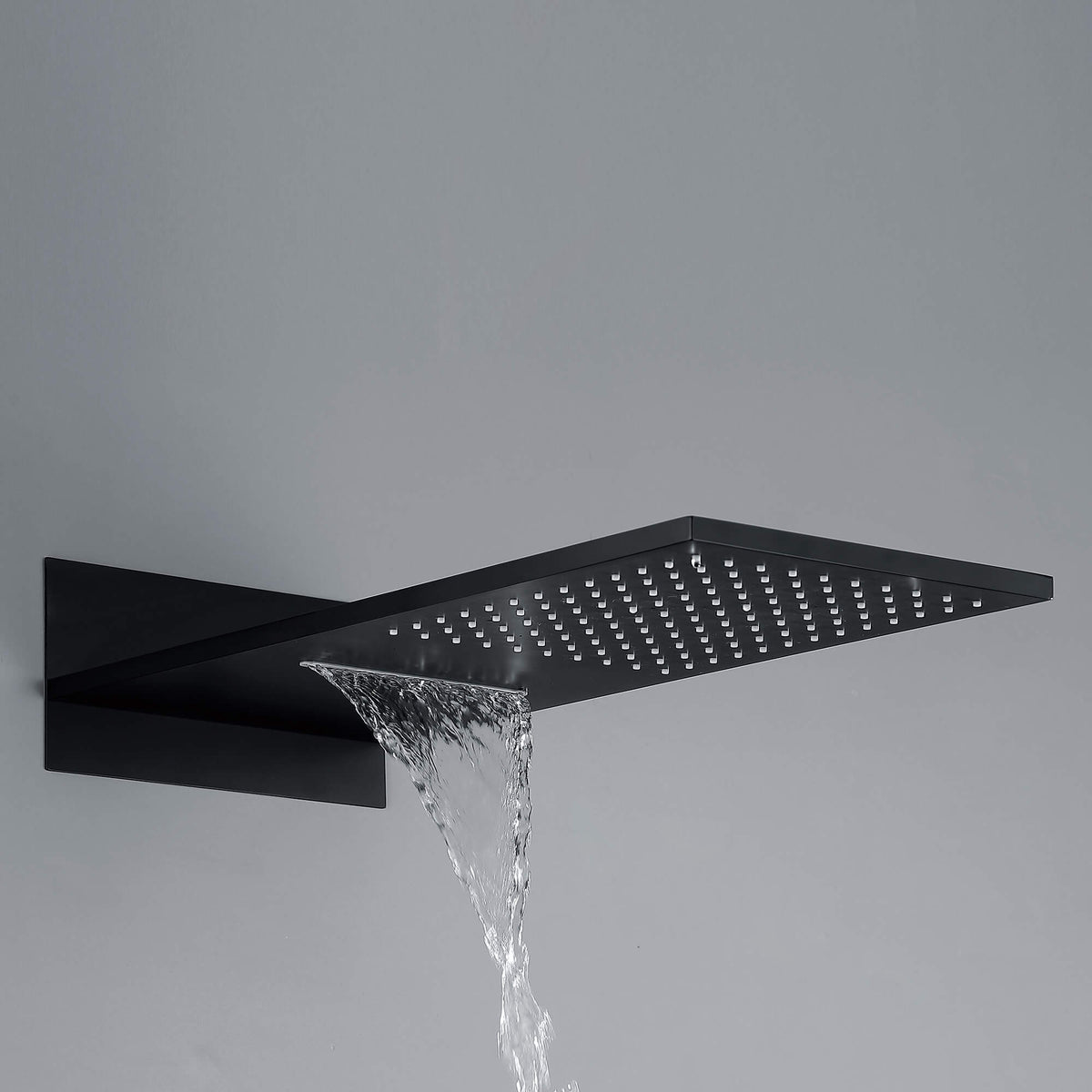 Thermostatic Shower Set with Rainfall Waterfall Head Handheld 3-Button Valve Digital Display Anti Scald Wall-Mounted