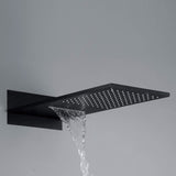 Thermostatic Shower Set with Rainfall Waterfall Head Handheld 3-Button Valve Digital Display Anti Scald Wall-Mounted