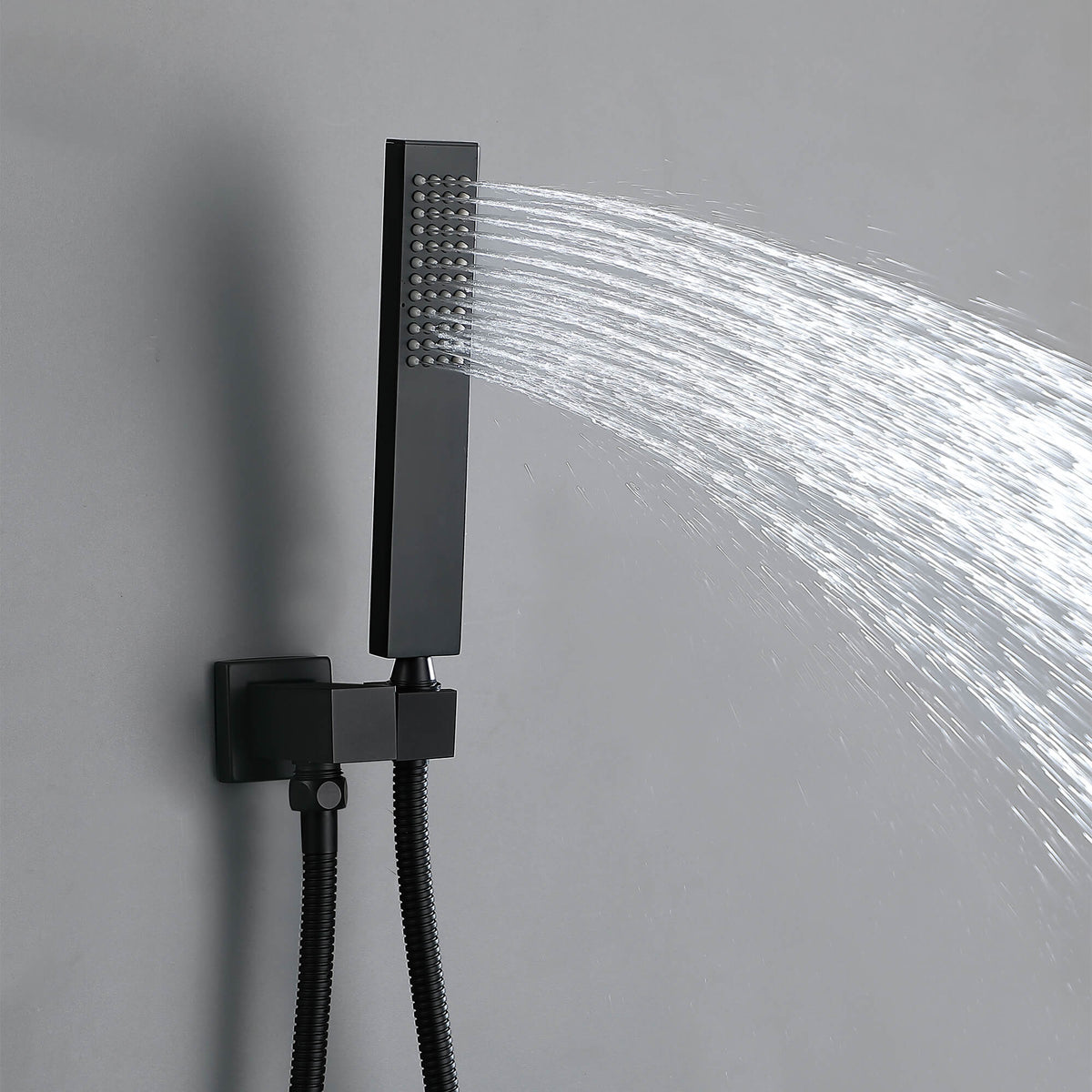 Thermostatic Shower Set with Rainfall Waterfall Head Handheld 3-Button Valve Digital Display Anti Scald Wall-Mounted