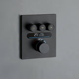 Thermostatic Shower Set with Rainfall Waterfall Head Handheld 3-Button Valve Digital Display Anti Scald Wall-Mounted